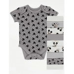 George 10 Pack Disney Mickey Mouse Grey Bodysuits 