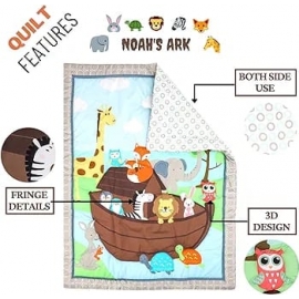 Kiddies Treasures 3 Piece Noah's Ark Bedding Set
