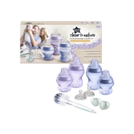 Tommee Tippee Set of Closer to Nature Baby bottles Feeding Set, Purple
