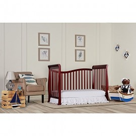 Dream On Me Violet 7 in 1 Convertible Life Style Crib, Cherry + Free Mattress