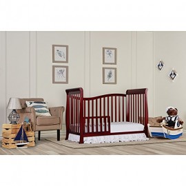 Dream On Me Violet 7 in 1 Convertible Life Style Crib, Cherry + Free Mattress