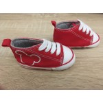 Red And White Mickey Mouse Canvas Pram Shoes
