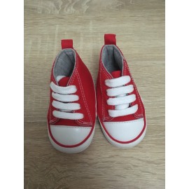 Red And White Mickey Mouse Canvas Pram Shoes