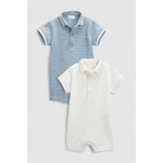 Blue & White Polo Rompers