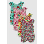 Bright Floral and Fruit Print Romper 4pack