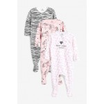 3 Pack Baby Girl Sleepsuits, zebra print