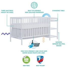 Dream On Me Synergy Convertible Crib and Changer in White/Snowfall