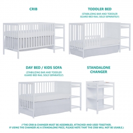 Dream On Me Synergy Convertible Crib and Changer in White/Snowfall