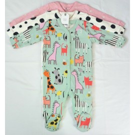 3 Pack Baby Girl Sleepsuits 