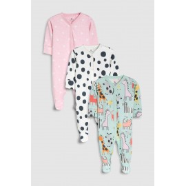 3 Pack Baby Girl Sleepsuits 