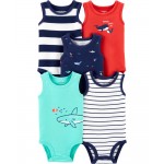 Carter's 5-Pack Baby Boy Whale Tank Bodysuits
