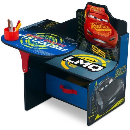 Disney Pixar Cars, Toddler Child Chair Desk with Bonus Storage Bin by Delta Children