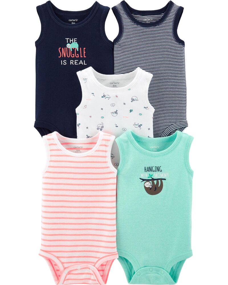 Carter’s 5-Pack Sloth Tank Bodysuits