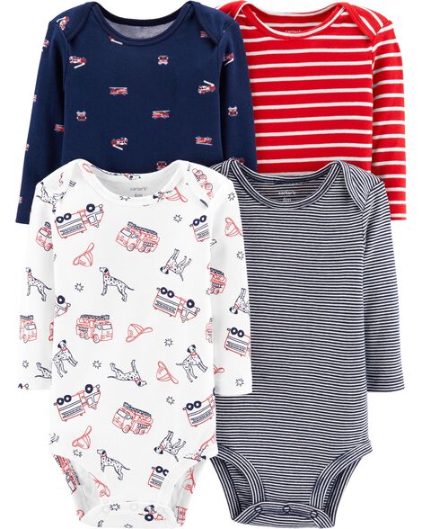 Carter’s 4-Pack Striped Firetruck Original Bodysuits