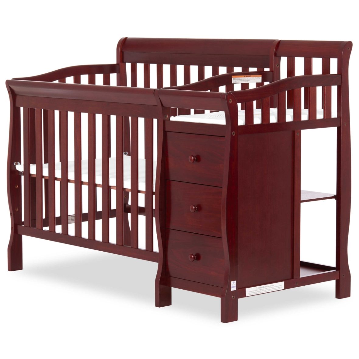 Jayden 4 in 1 Mini Convertible Crib and Changer,Cherry