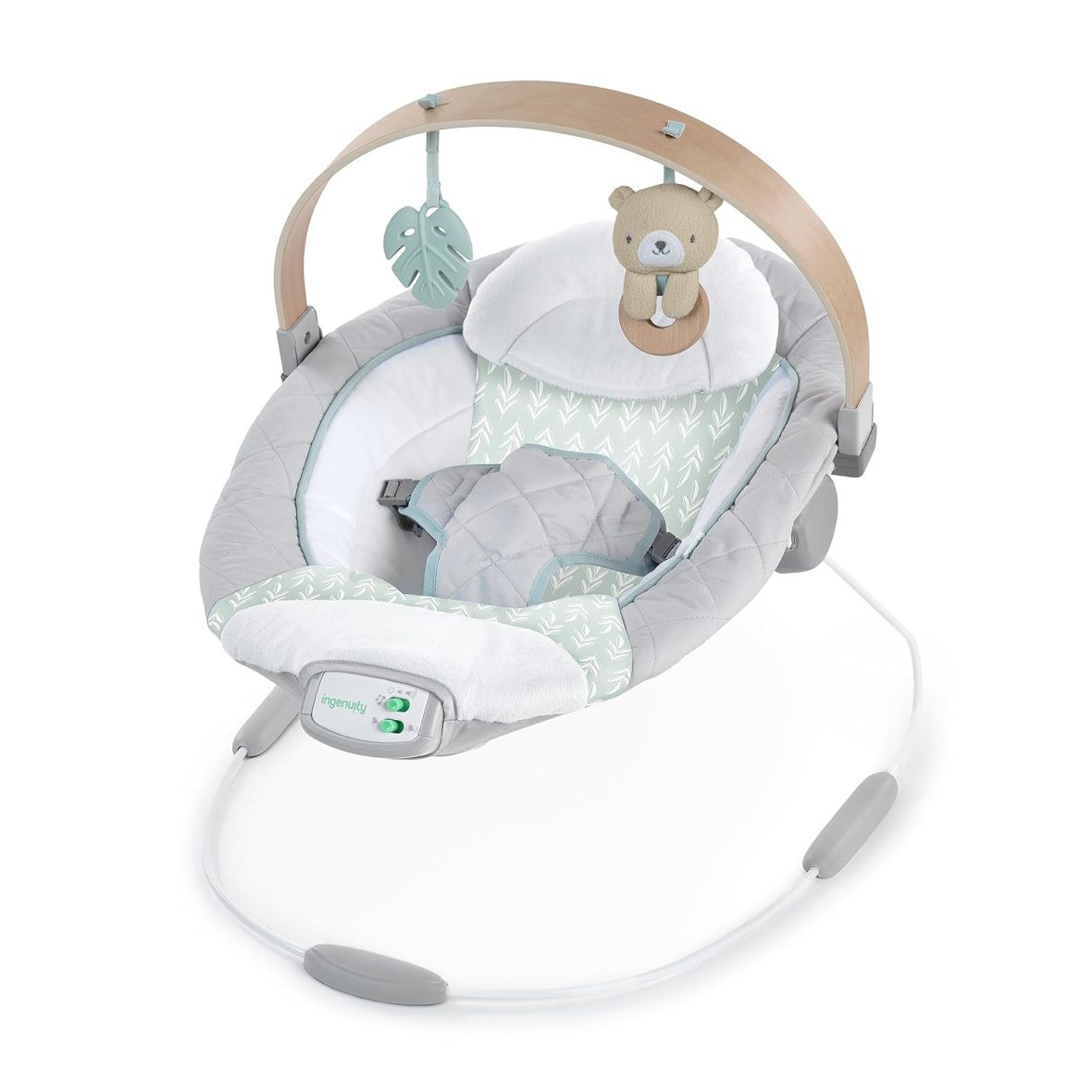 Ingenuity Cozy Spot Soothing Baby Bouncer with Wooden-Toy Arch.