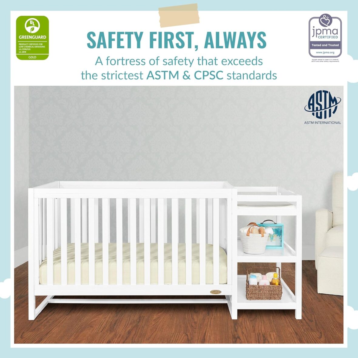 Milo 5-in-1 Convertible Full-Size Baby Crib