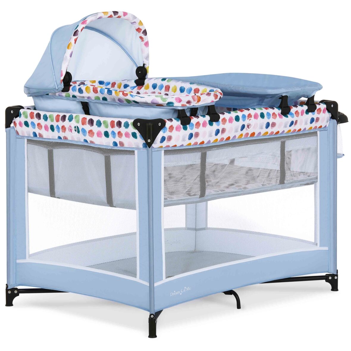 Dream On Me Lilly Deluxe Playard with Full Bassinet, Changing tray and Infant lounger with Canopy.